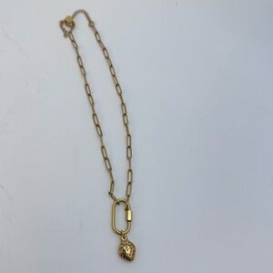 petit moments Carabiner Charm Necklace in Gold strawberry chain link